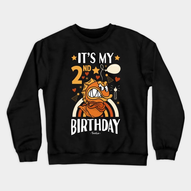 2nd Birthday Fish Crewneck Sweatshirt by Tesszero